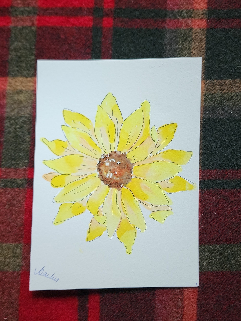 Hand-Painted Yellow Sunflower Watercolor Painting